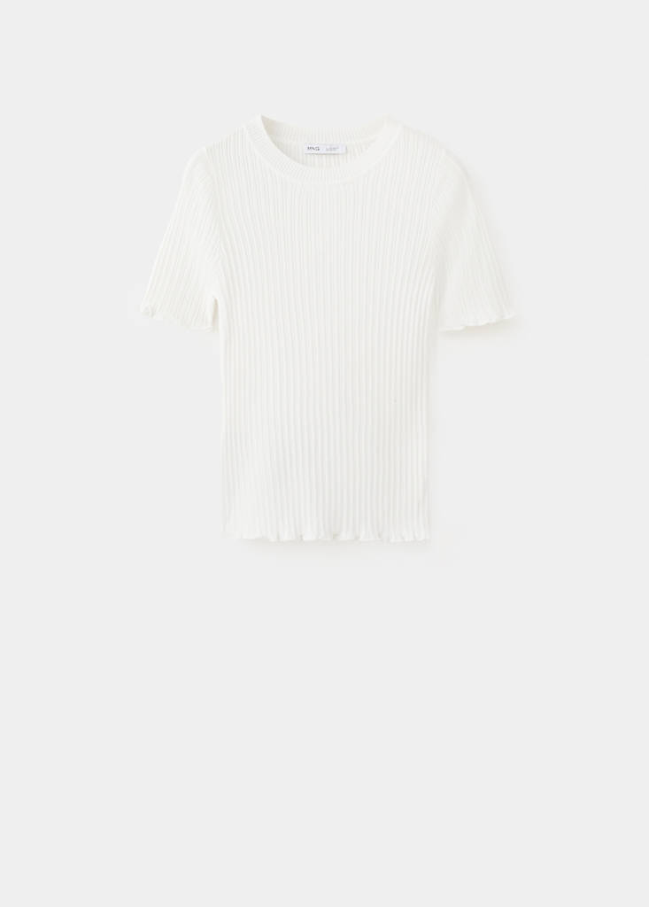 Ribbed  knit t-shirt — Ecru