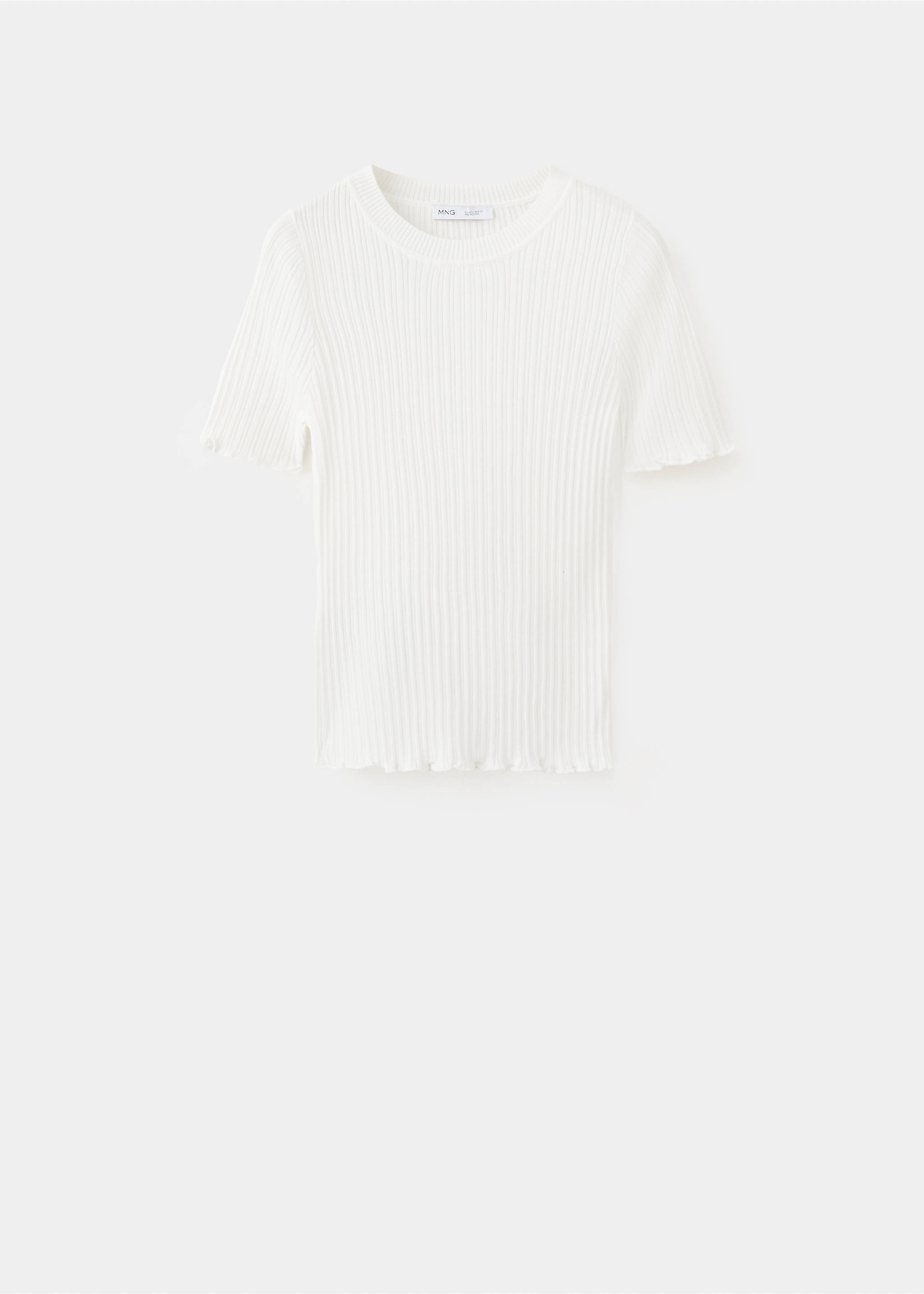 Ribbed  knit t-shirt - Article without model, Ecru. Ref: 27005825-00.