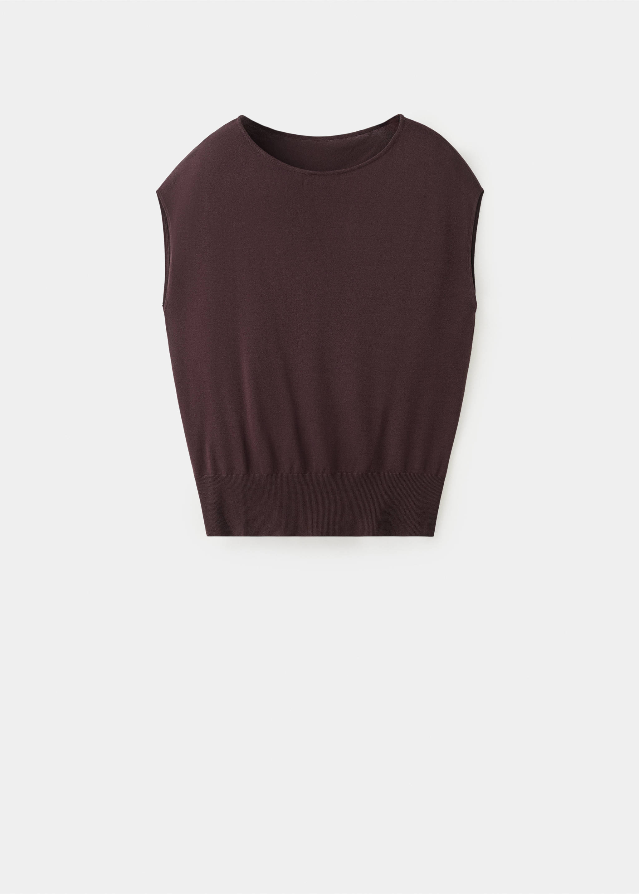 Pull en maille à manches courtes - Article sans modèle, Lie de vin. Ref: 27005828-00.