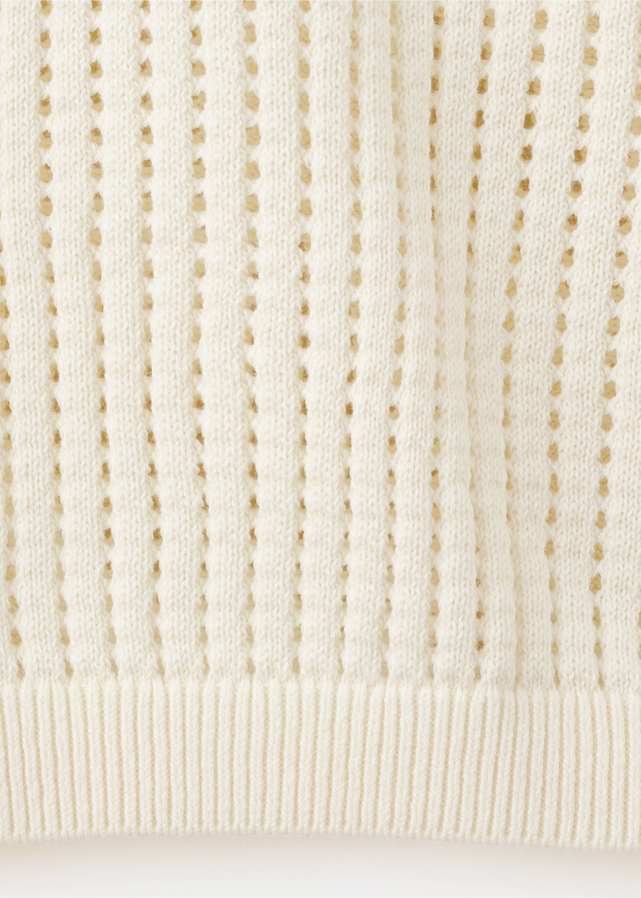 Short-sleeved openwork knitted sweater - Details of the article 0, Ecru. Ref: 27005830-00.
