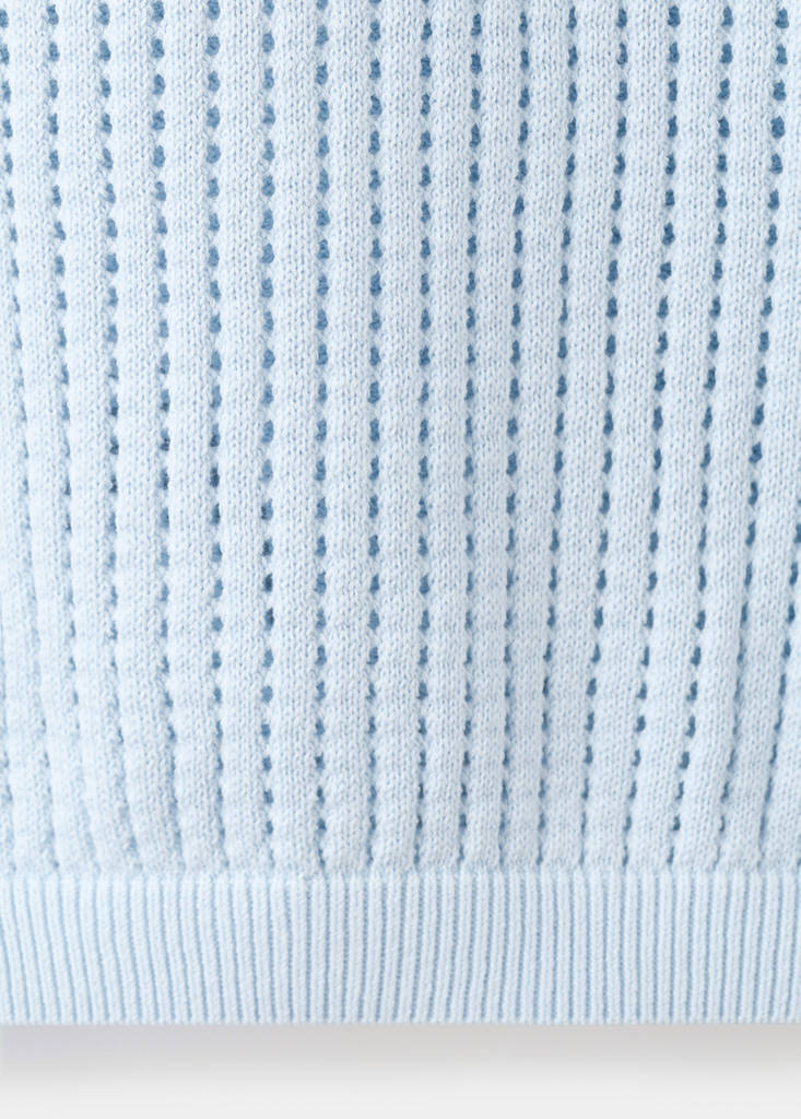 Short-sleeved openwork knitted sweater — Sky Blue