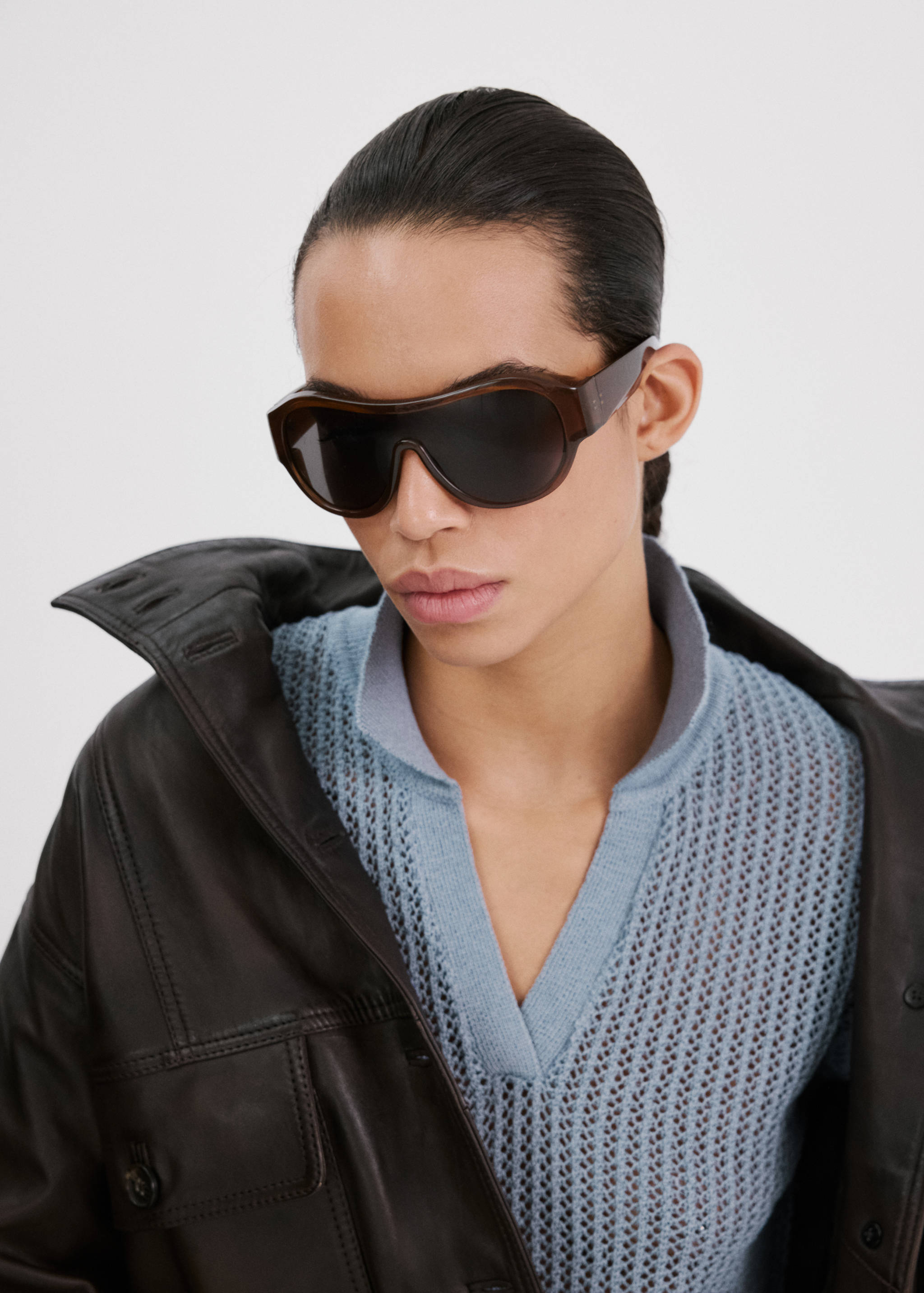 Ажурный джемпер с воротником поло - Деталь изделия 1