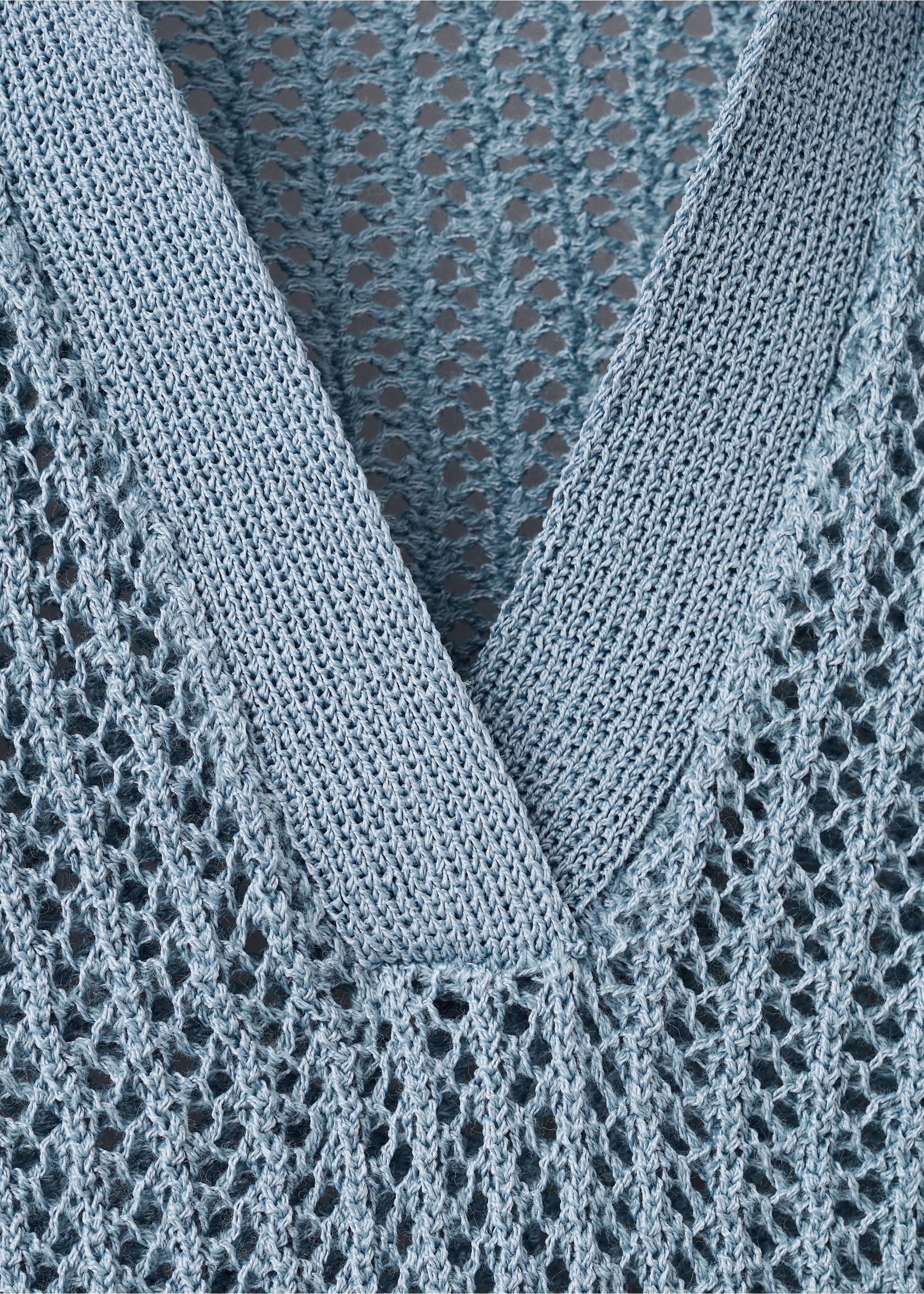 Ажурный джемпер с воротником поло - Деталь изделия 0, Небесно-голубой. Ref: 27005831-00.