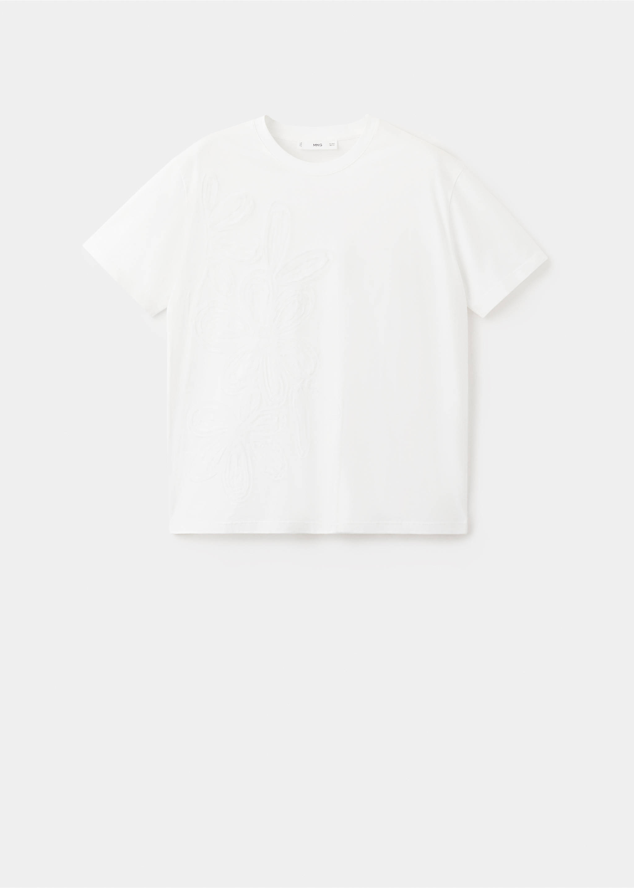 Pamučna majica s cvjetnim vezom - Artikl bez modela, Bjeličasta. Ref: 27005832-00.