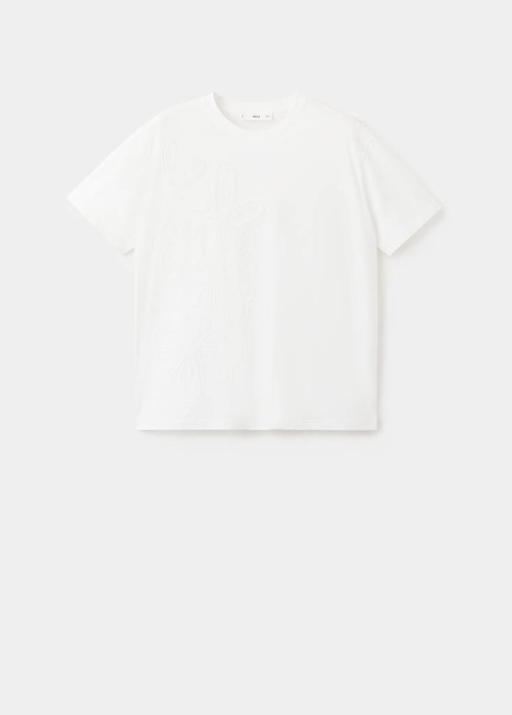 Floral-embroidered cotton t-shirt — Off White