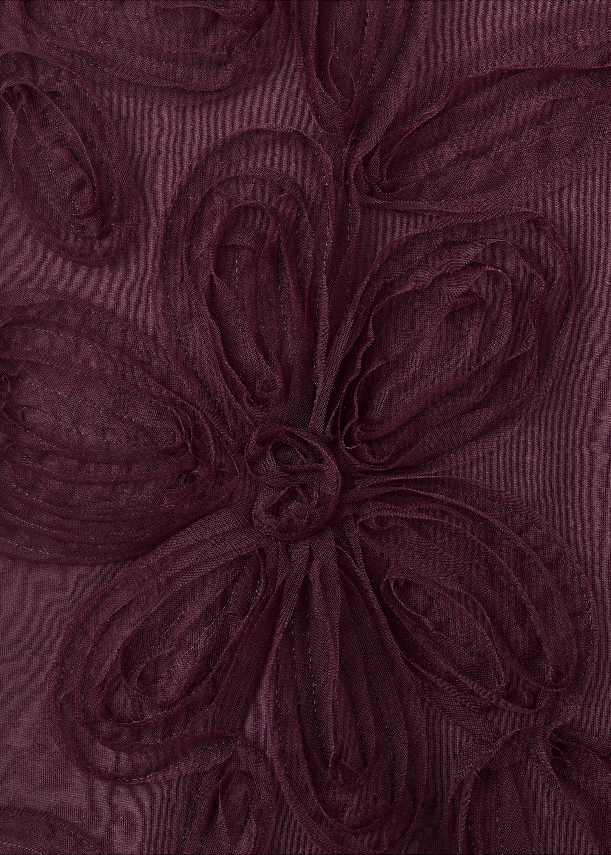 T-shirt de algodão com bordado floral - Pormenor do artigo 0, Cor de vinho. Ref: 27005832-00.