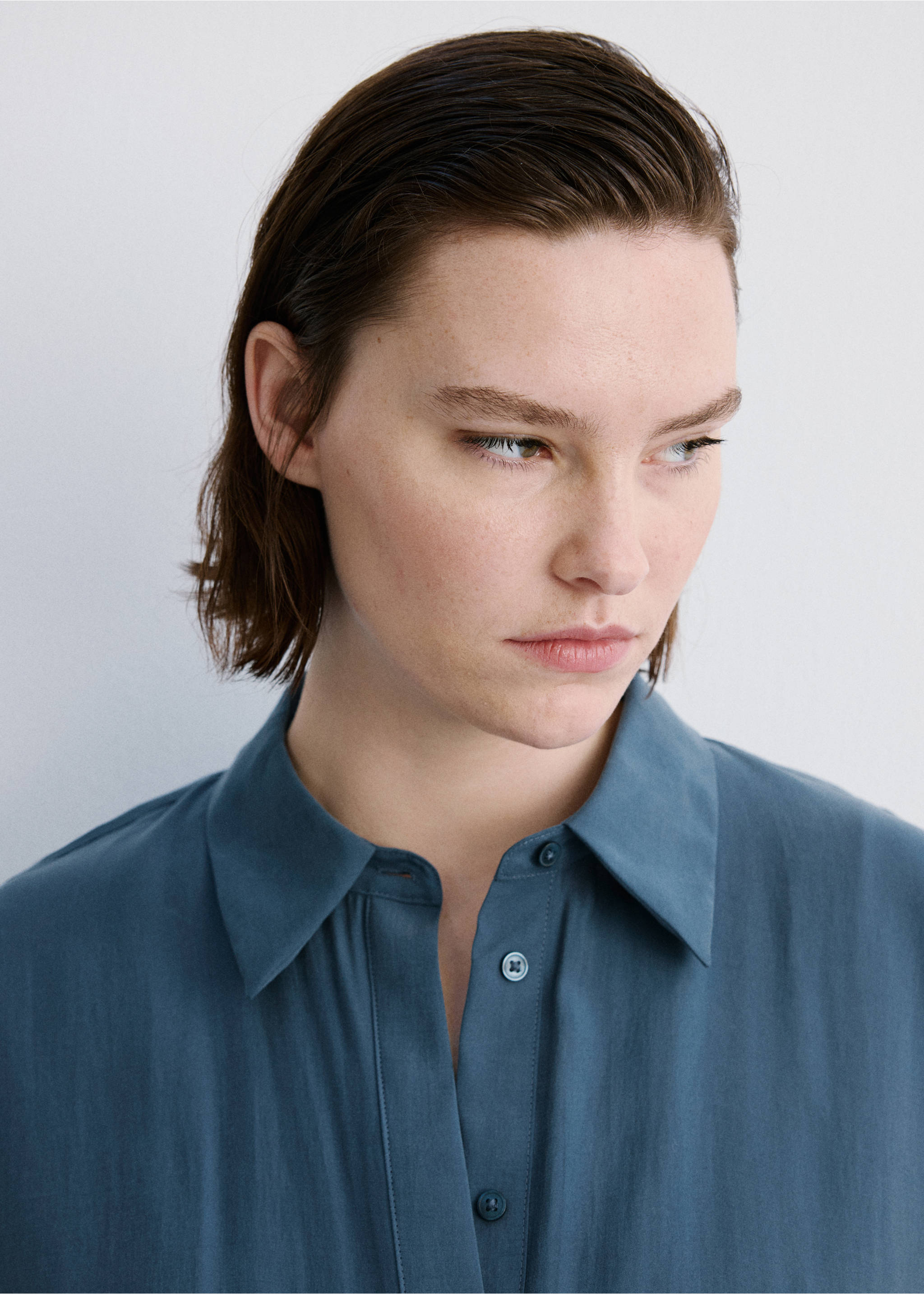 Vestit camiser cinturó - Detall de l'article 4, Blau. Ref: 27005833-00.