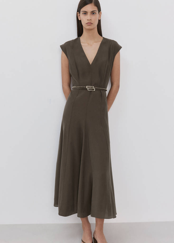 Double-belted A-line dress