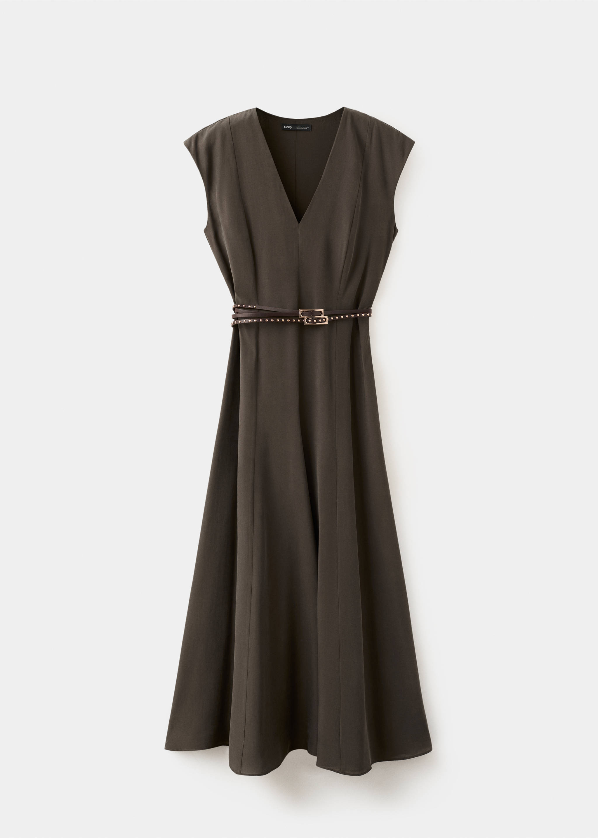 Double-belt A-line dress - Article without model, Brown. Ref: 27005834-00.
