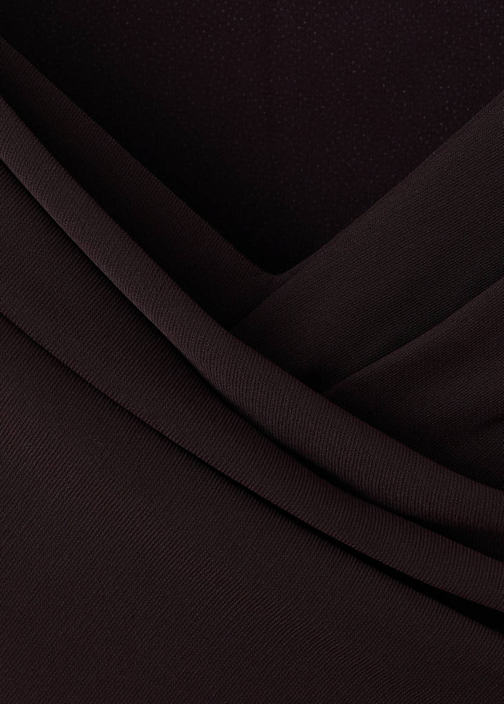 Ruched dress with crossover neckline — Brown