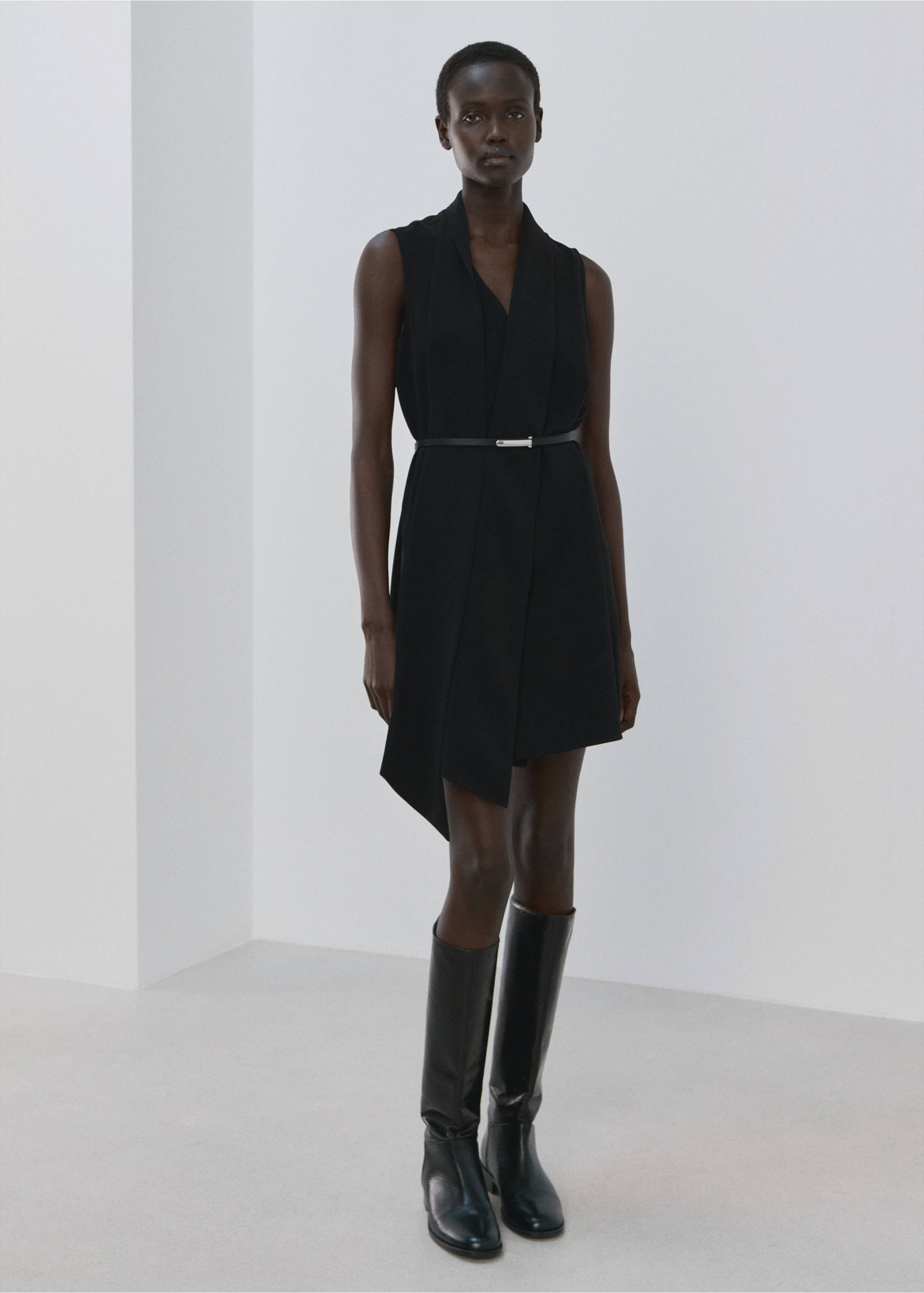 Scarf belt dress - General plane, Black. Ref: 27005838-00.