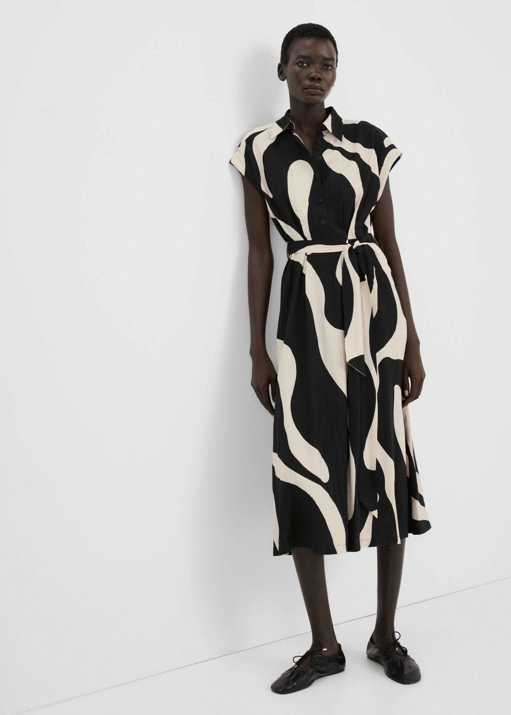 Long printed shirt dress - General plane