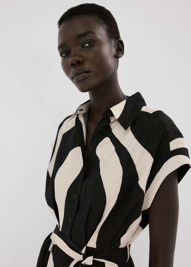 Long printed shirt dress