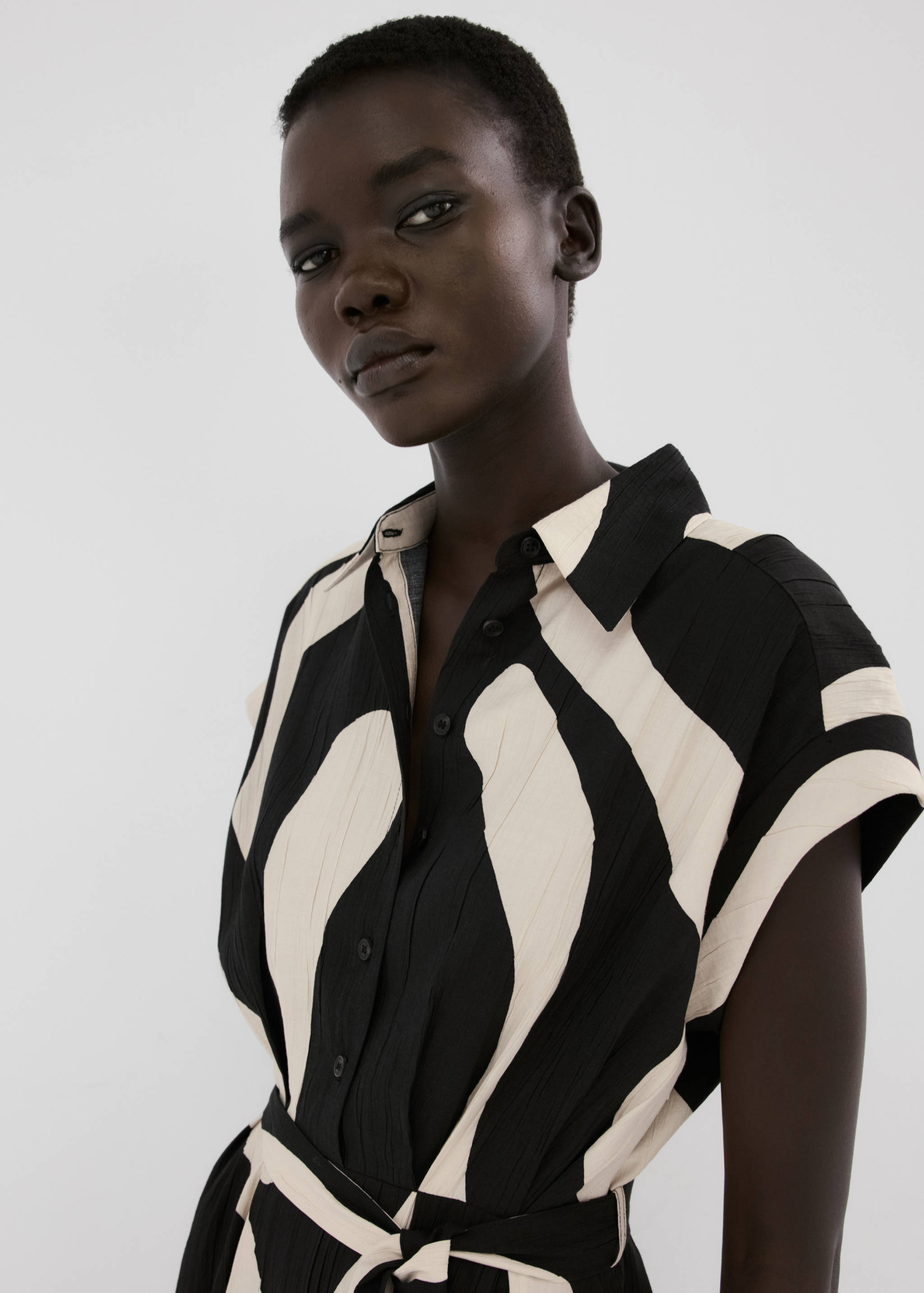 Long printed shirt dress - Medium plane