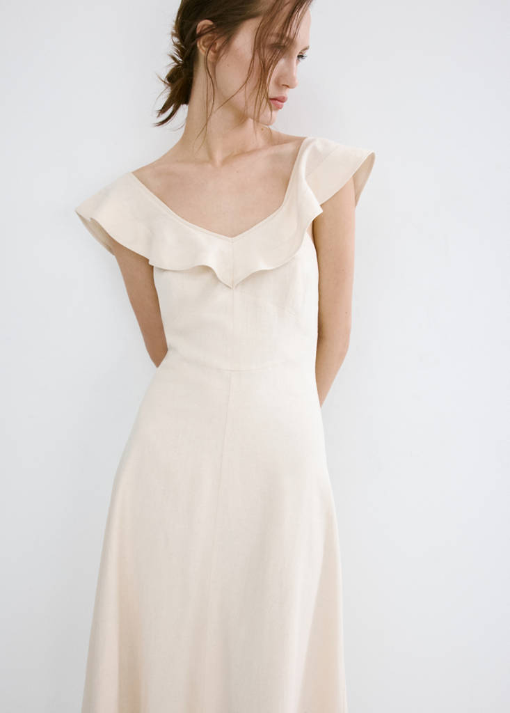 Ruffled linen dress