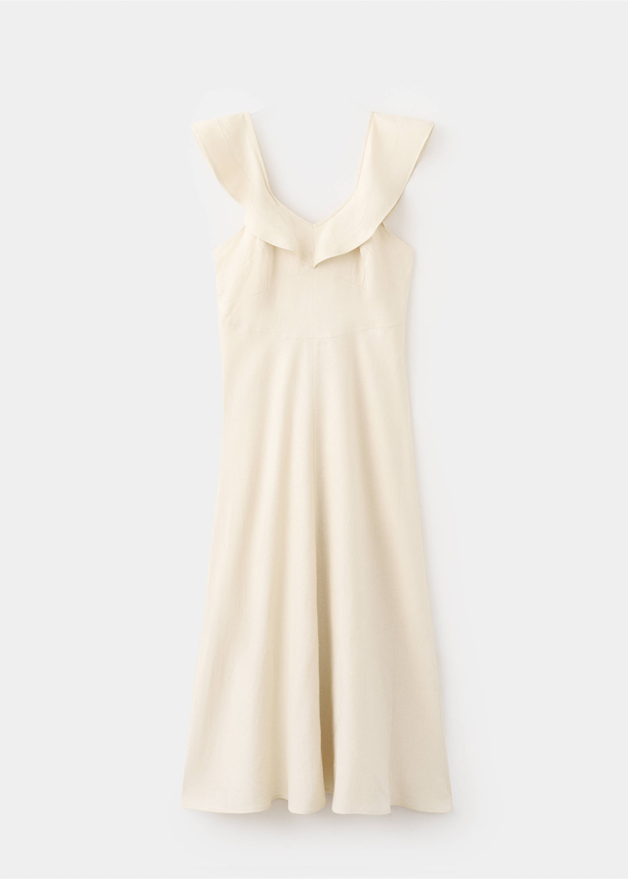 Ruffled linen dress - Article without model, Sand. Ref: 27005840-00.