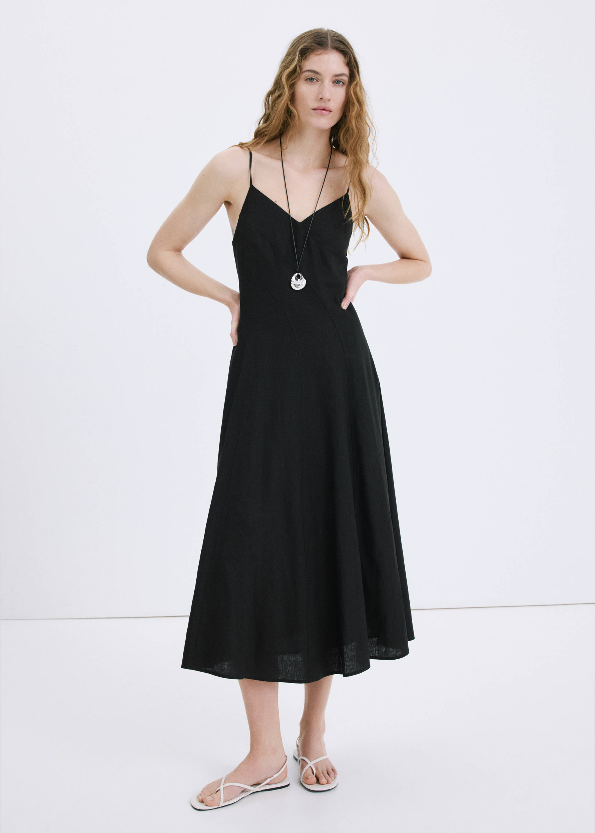 A-line linen dress - General plane