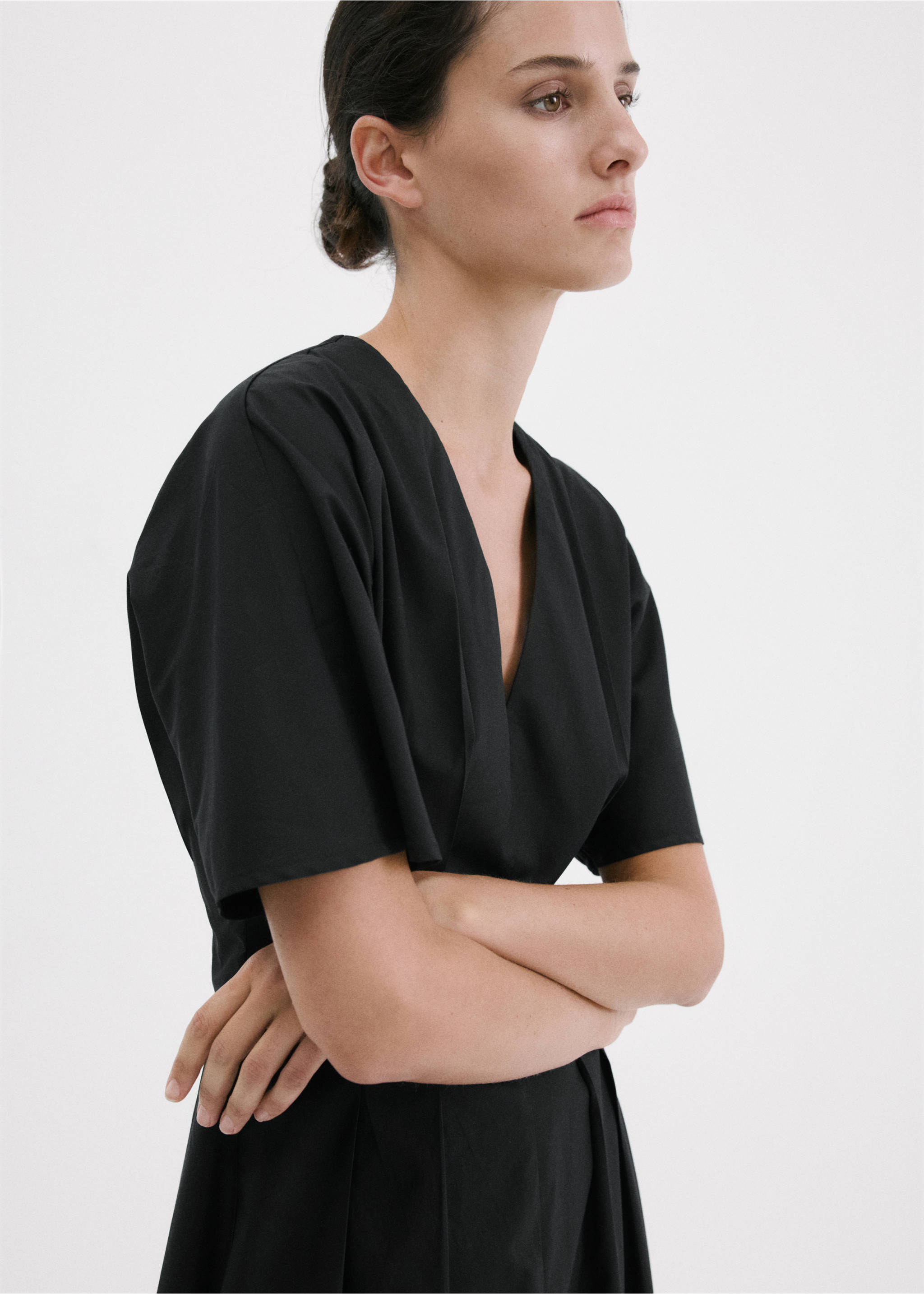 A-line lyocell dress - Medium plane, Black. Ref: 27005844-00.