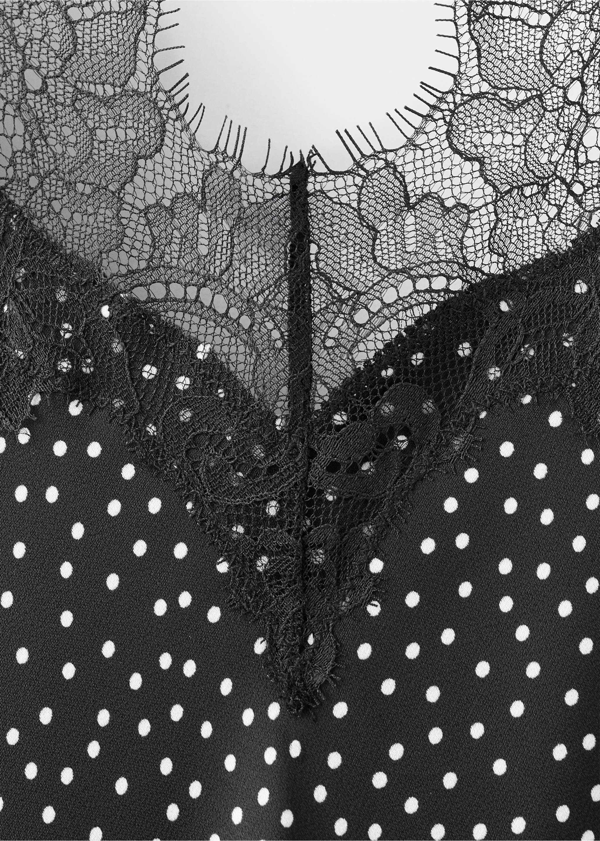 Polka dot lace dress - Details of the article 8, Black. Ref: 27005845-00.