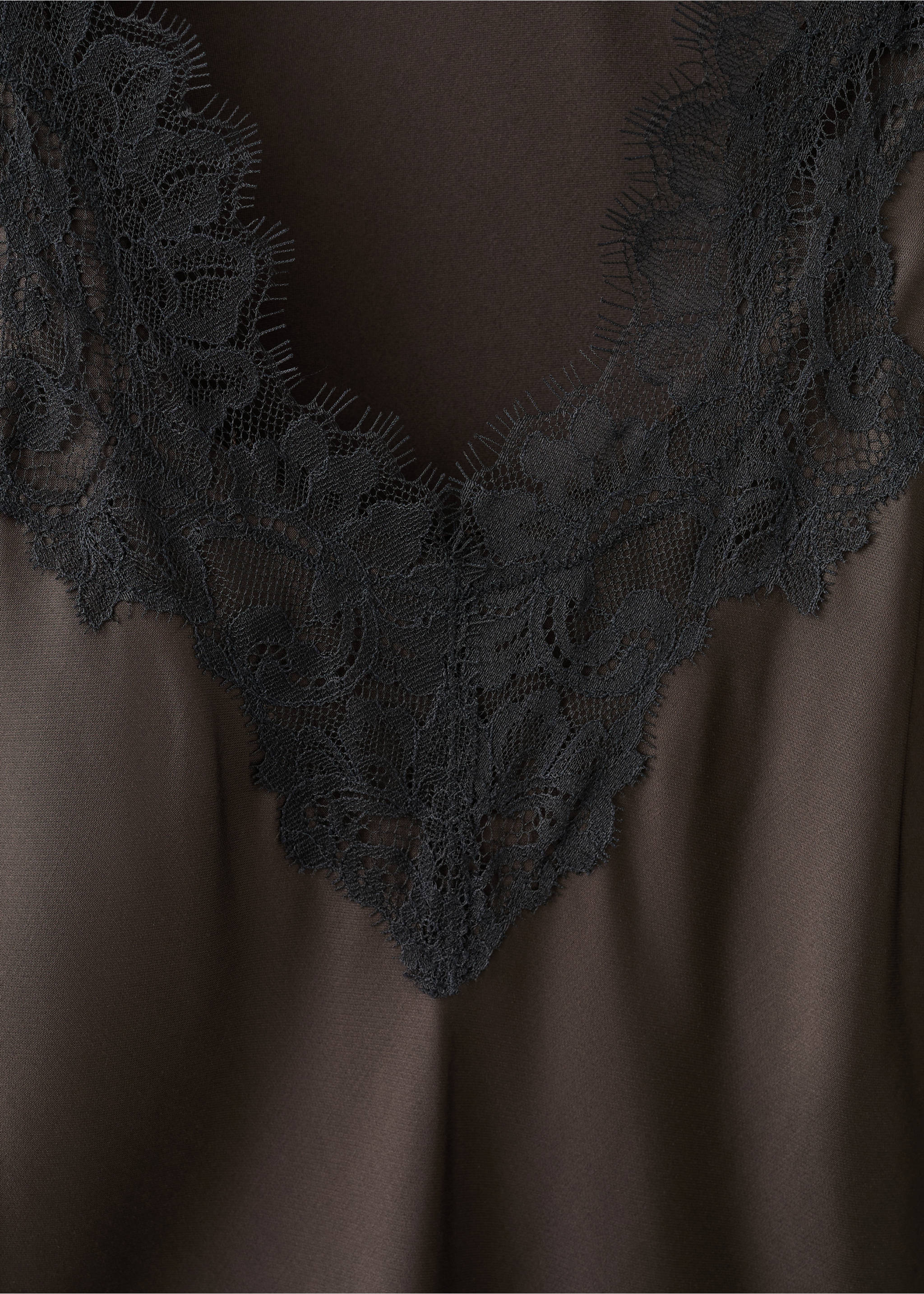 Satin lace dress - Details of the article 8, Brown. Ref: 27005846-00.
