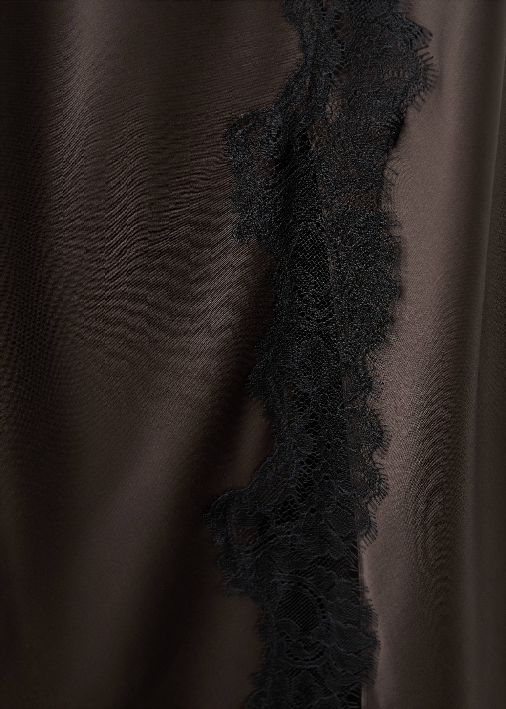 Satin lace dress - Details of the article 0, Brown. Ref: 27005846-00.