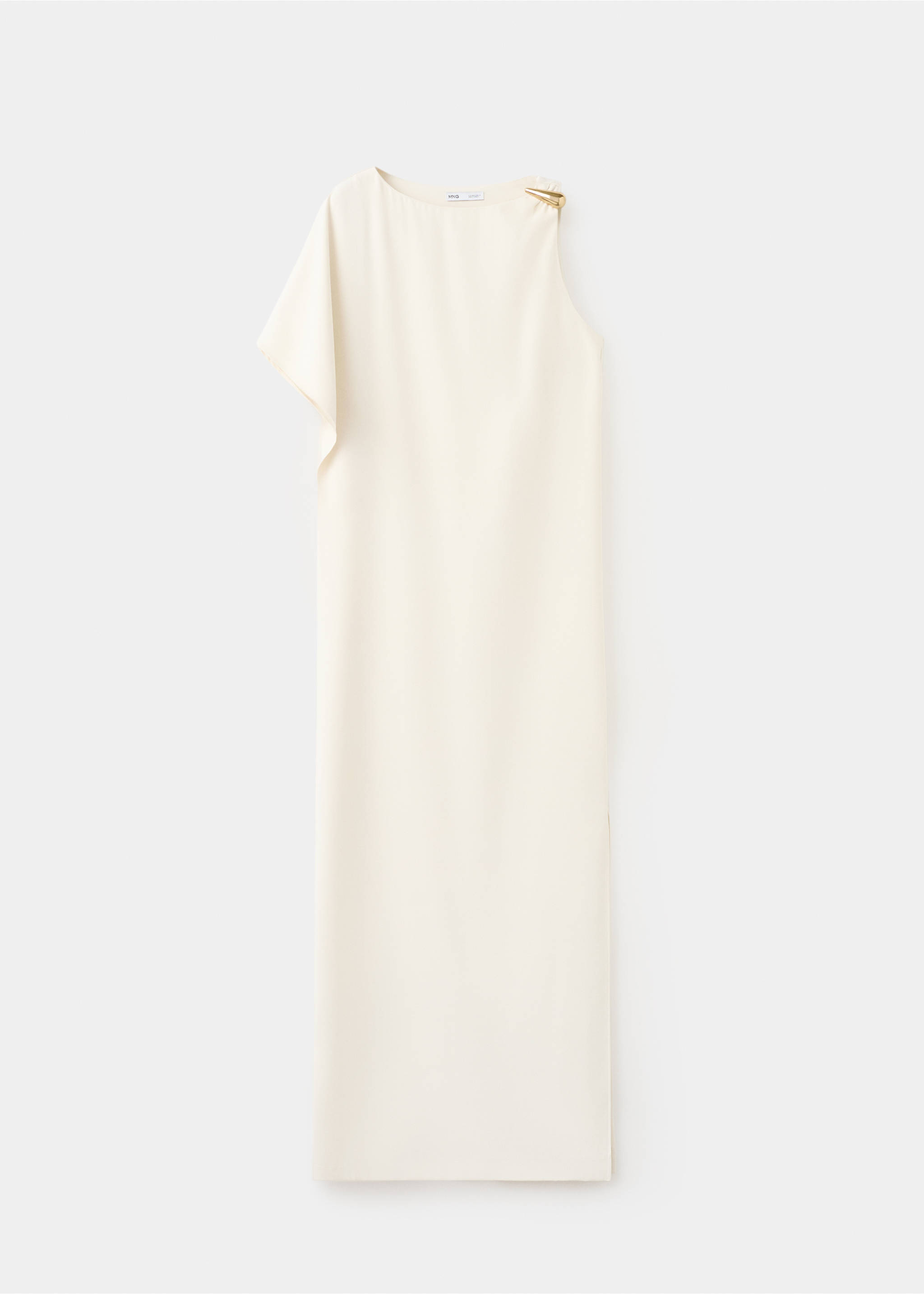 Long dress with asymmetrical sleeve - Article without model, Ecru. Ref: 27005847-00.