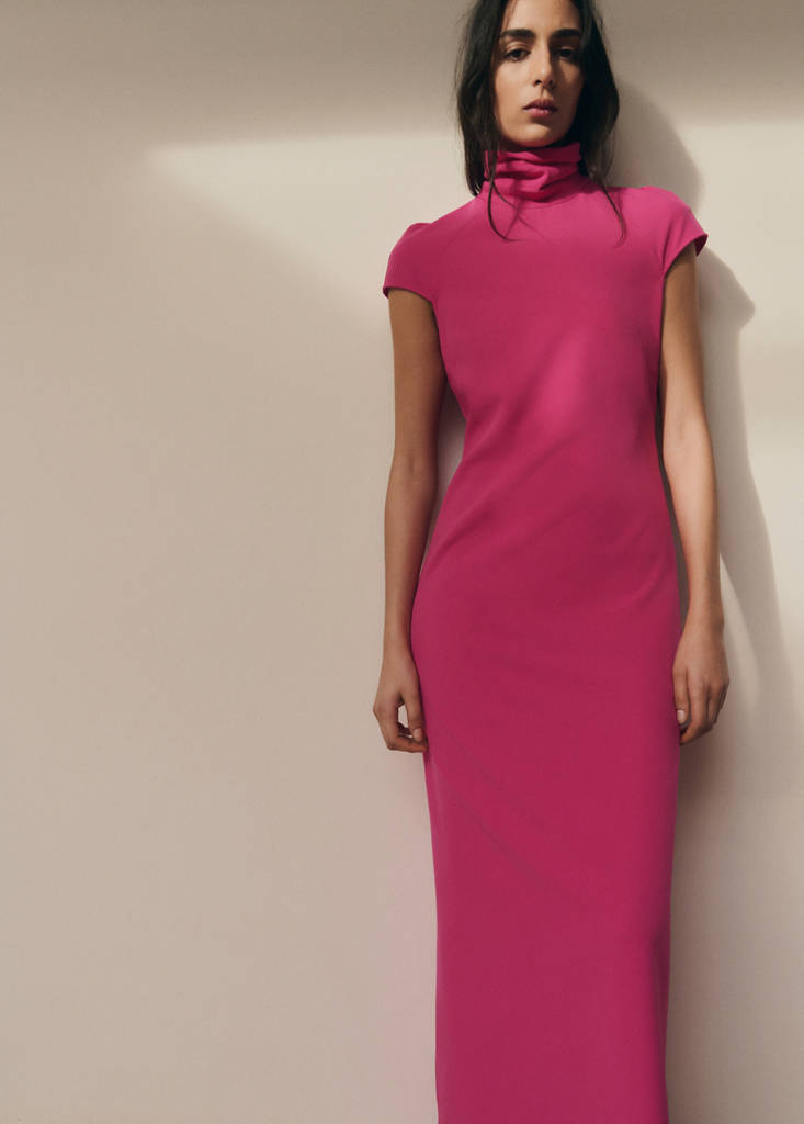 Long dress with open back — Fuchsia