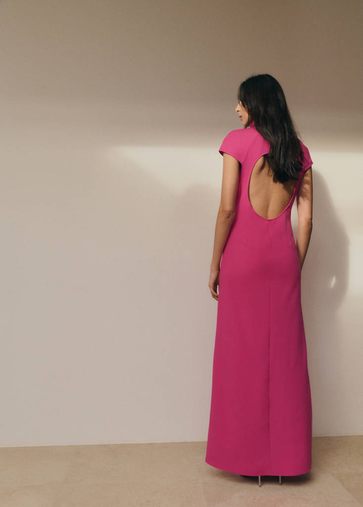 Long dress with open back — Fuchsia