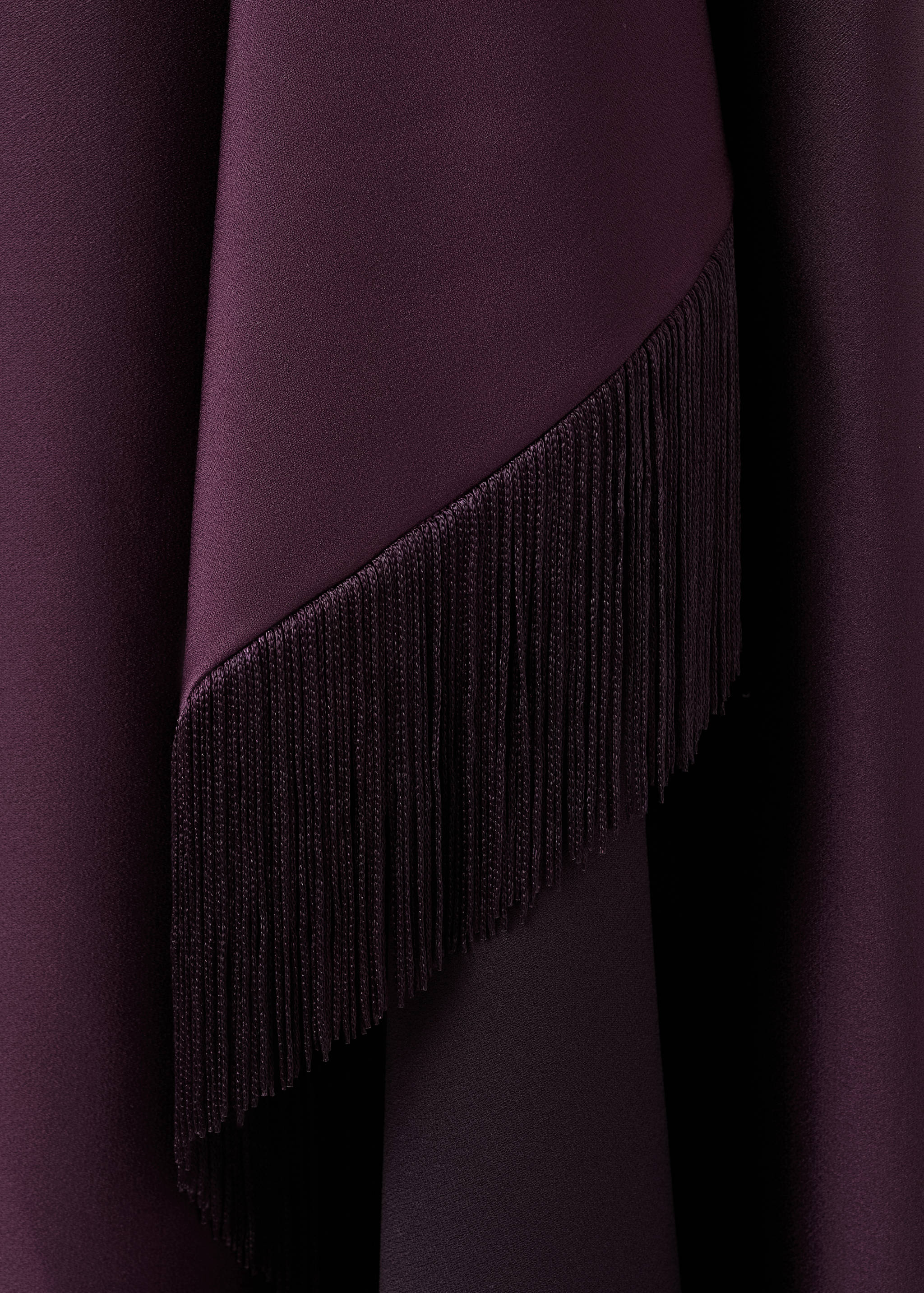 Asymmetrical satin dress with fringes - Details of the article 8