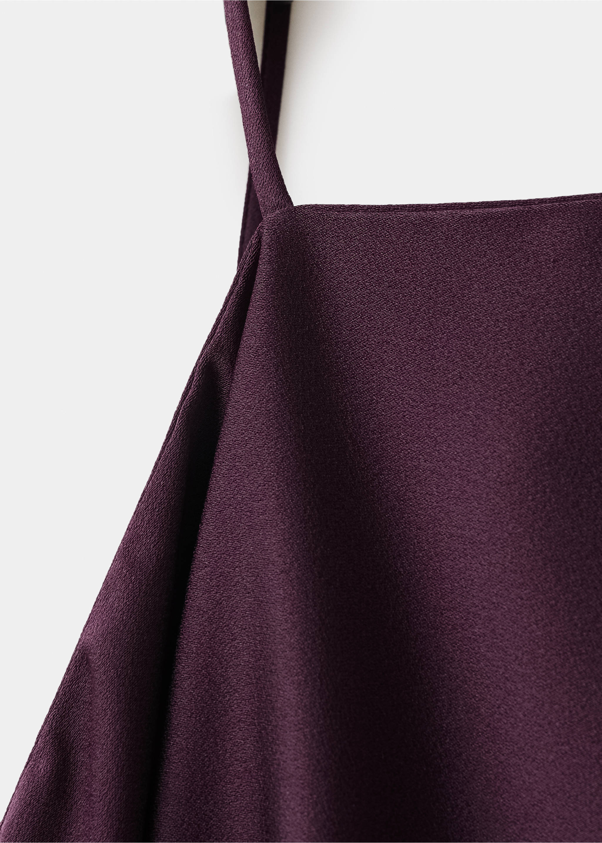 Asymmetrical satin dress with fringes - Details of the article 0, Purple. Ref: 27005850-00.