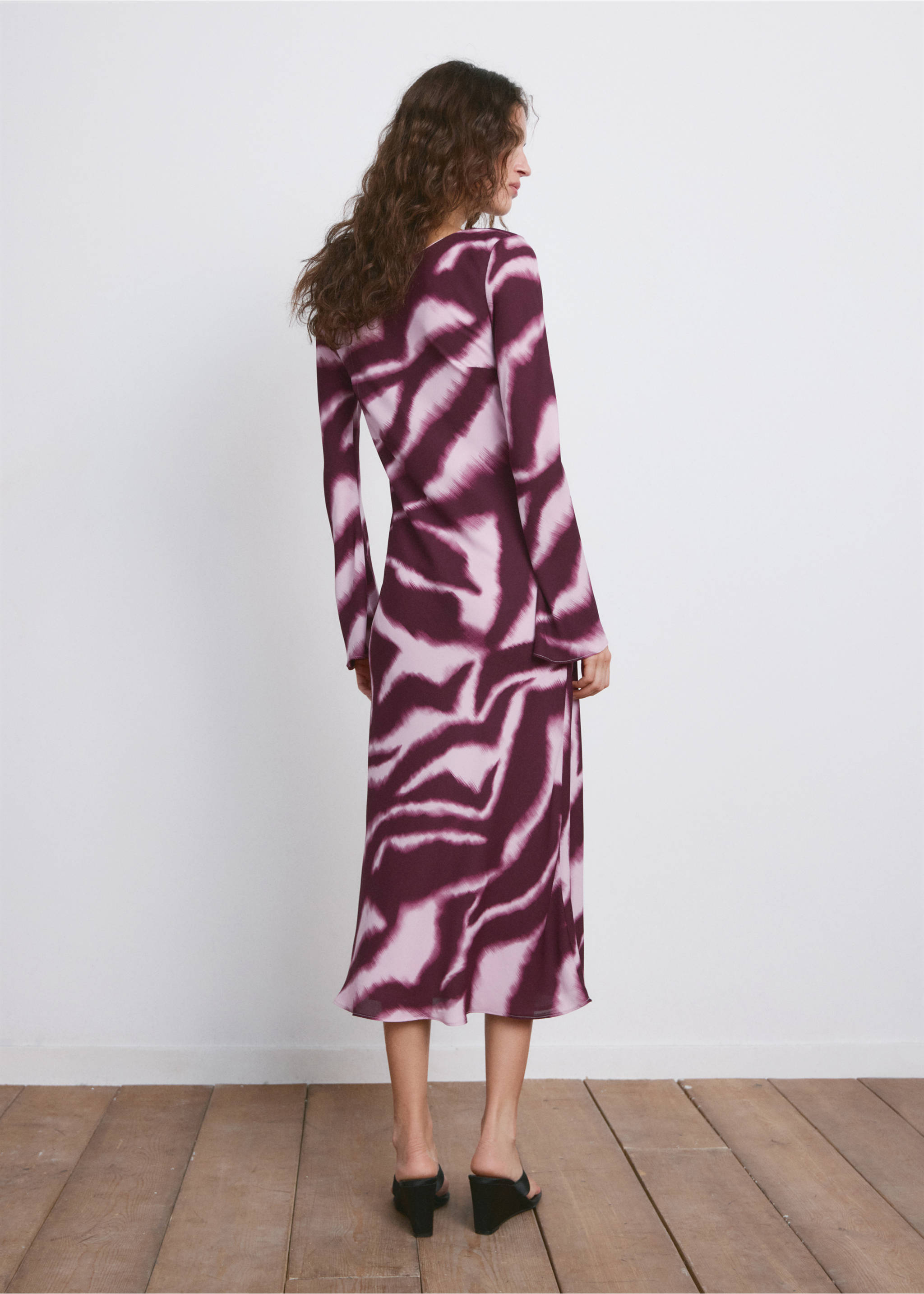 Robe évasée imprimé animal - Verso de l’article, Lilas. Ref: 27005853-00.