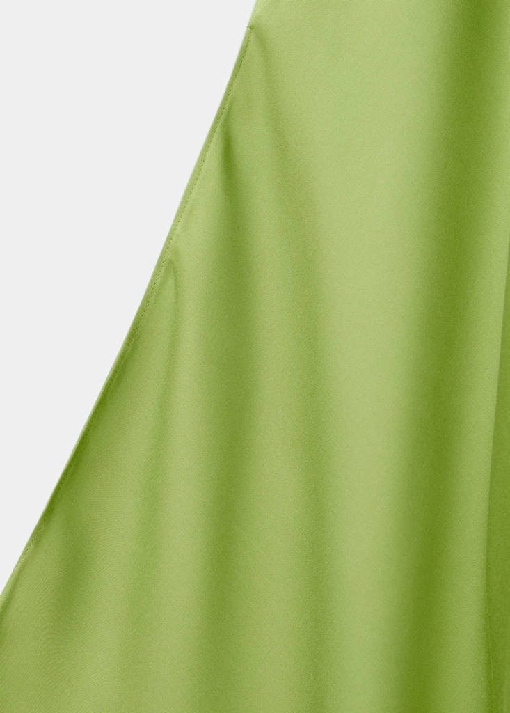 Puffed sleeves satin dress — Green