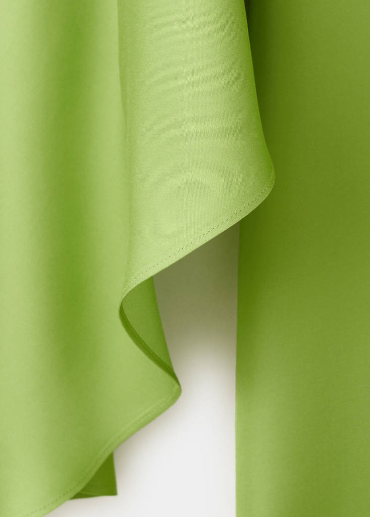 Puffed sleeves satin dress — Green