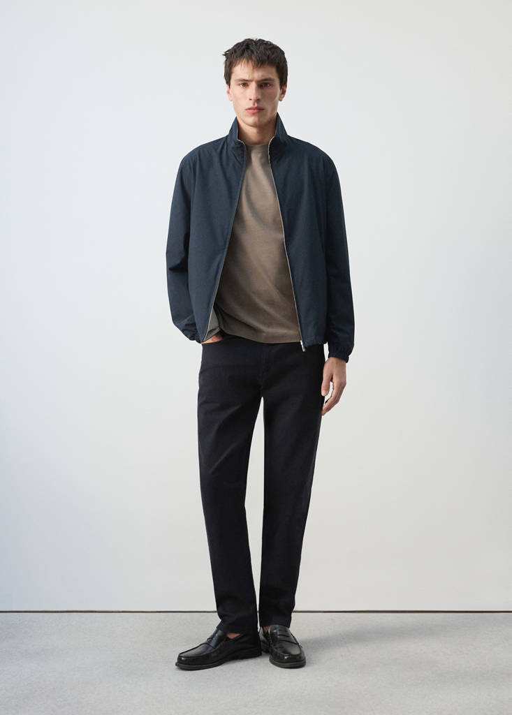 Reversible quilted water-repellent reversible jacket — Navy
