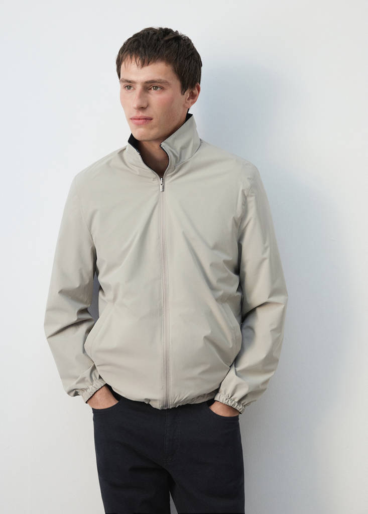 Reversible quilted water-repellent reversible jacket — Navy
