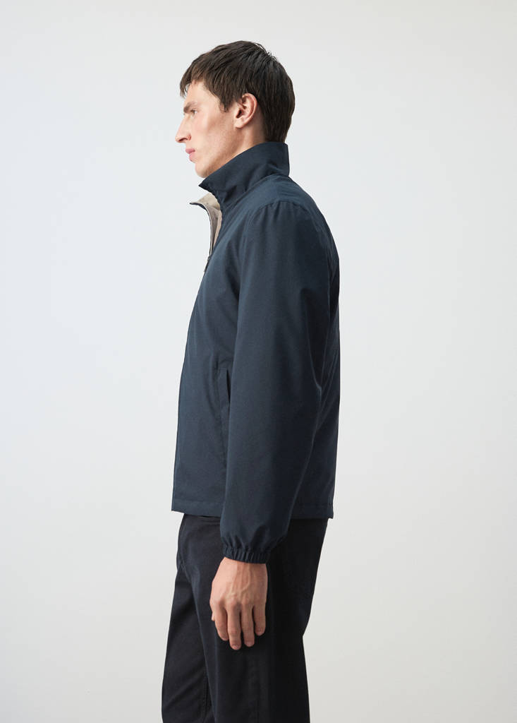 Reversible quilted water-repellent reversible jacket — Navy