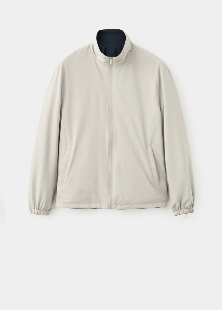Reversible quilted water-repellent reversible jacket — Navy