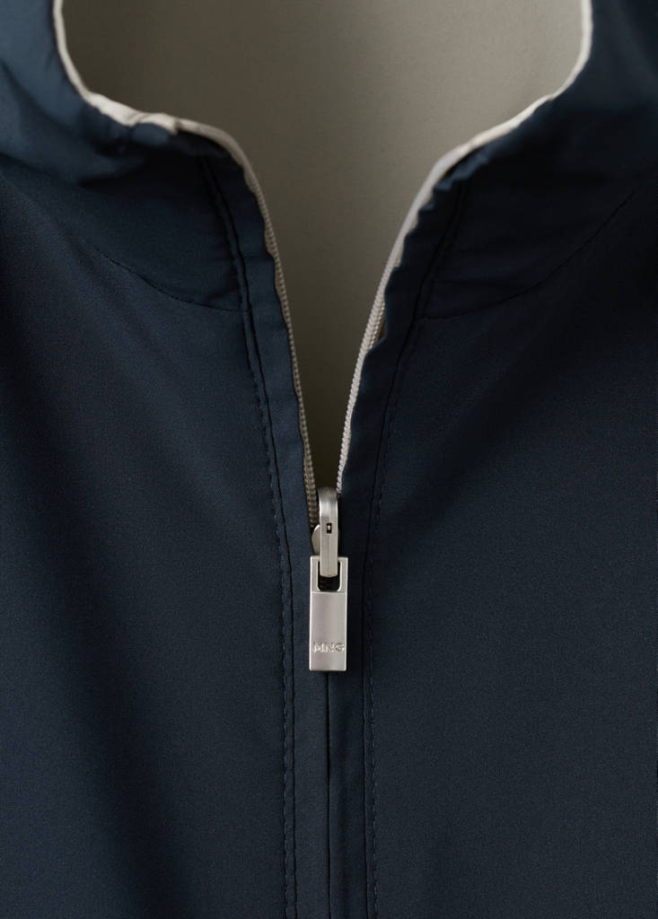 Reversible quilted water-repellent reversible jacket — Navy
