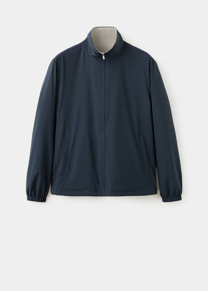 Reversible quilted water-repellent reversible jacket — Navy
