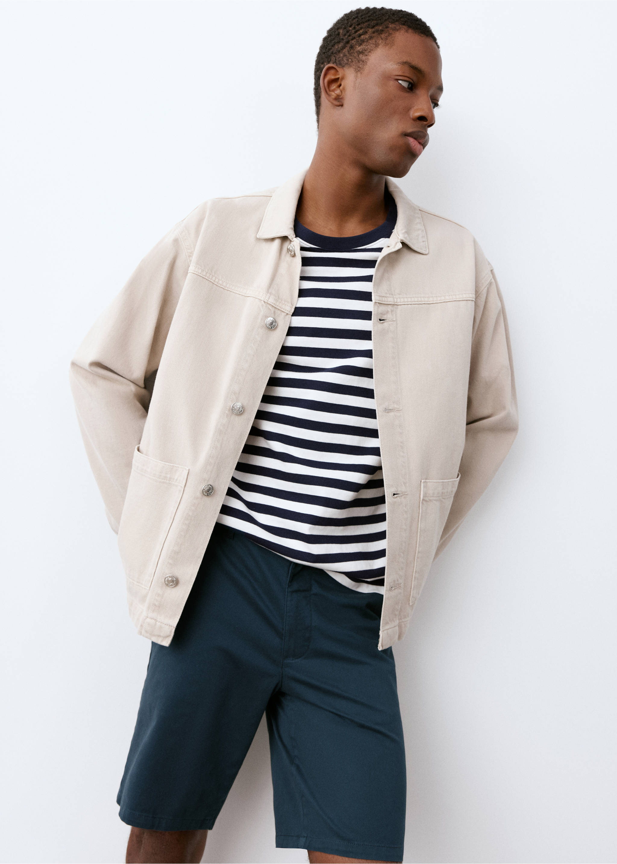 Бермуды из хлопка - Деталь изделия 2, Глубокий темно-синий. Ref: 27005939-00.