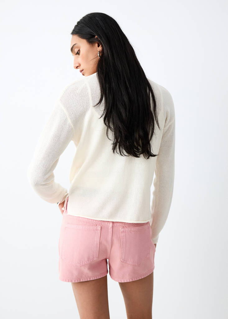 Studded denim shorts — Pink
