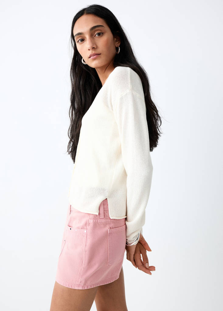 Studded denim shorts — Pink