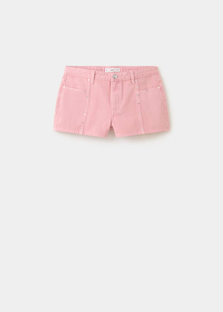 Studded denim shorts — Pink