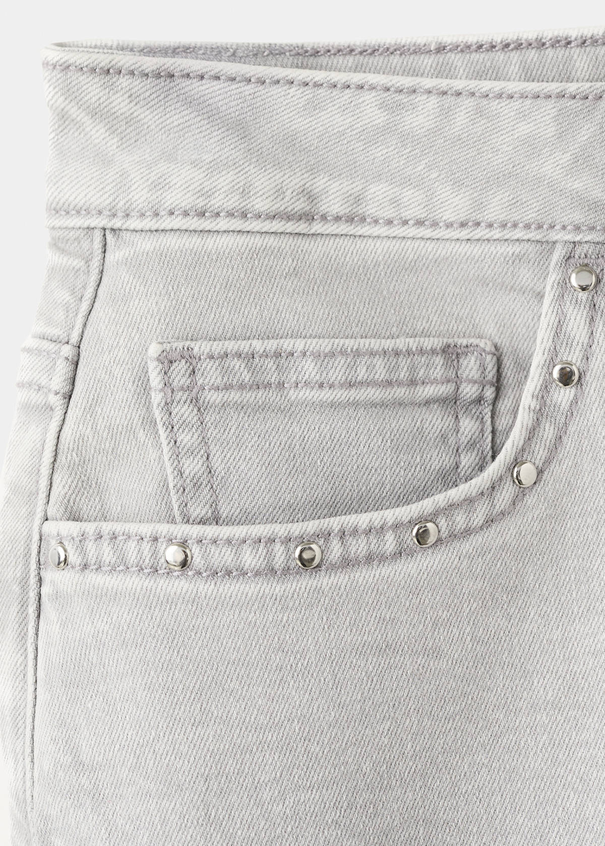 Straight shorts with frayed hem — Denim Grey