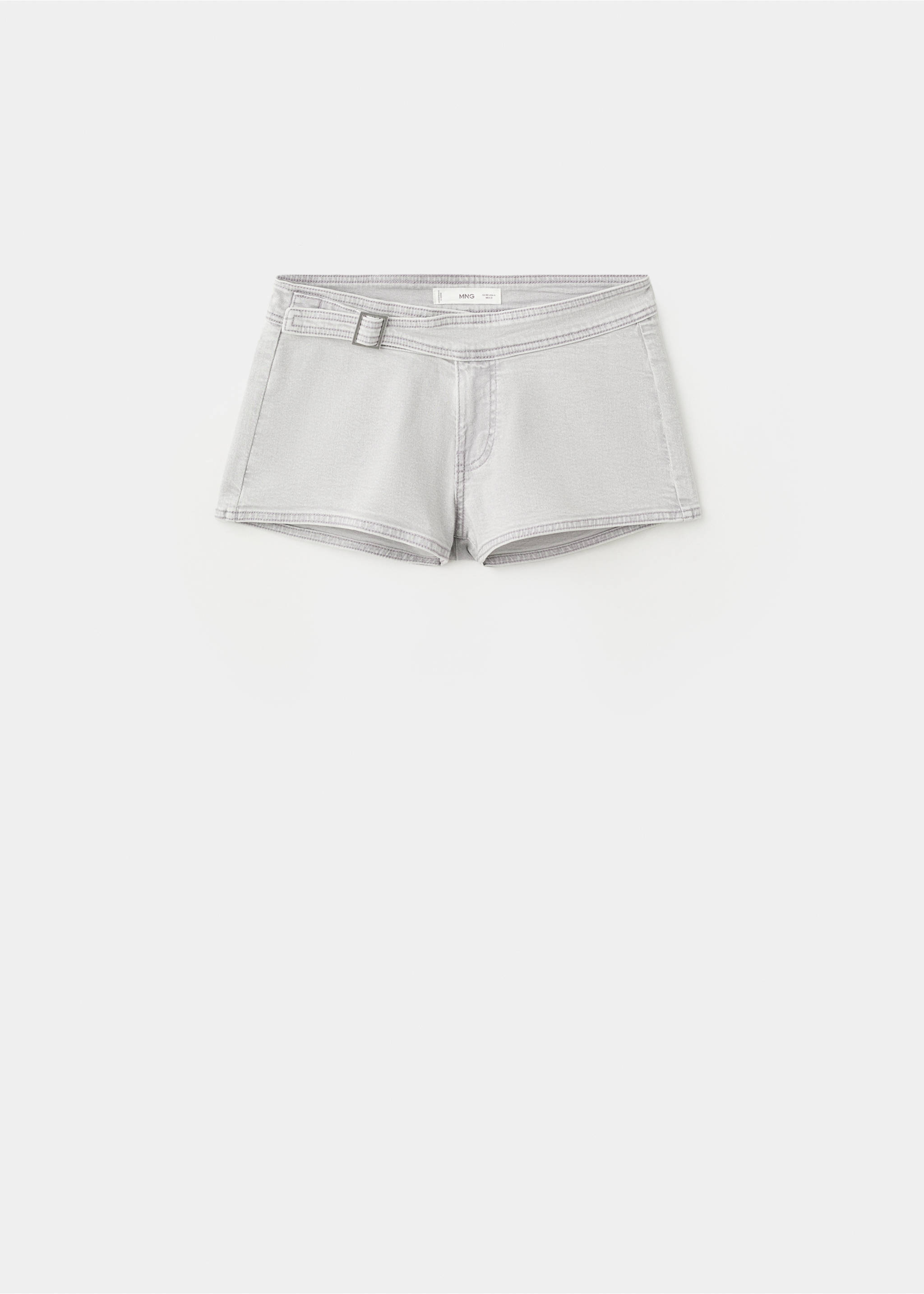 Belted mini shorts - Article without model, Denim Grey. Ref: 27005952-00.