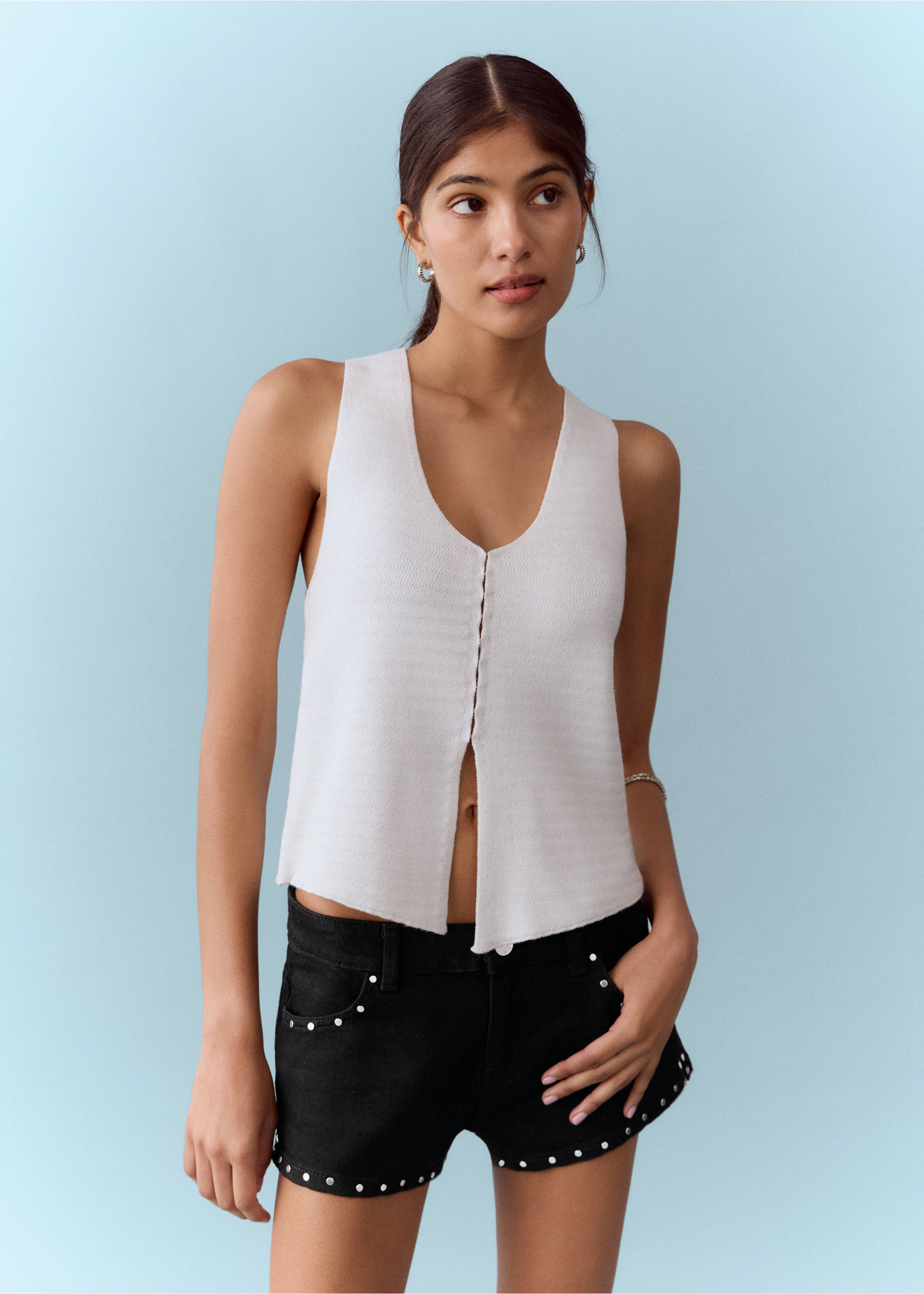 شورتات ميكرو مزينة بالمسامير - رؤية وسط, أسود. Ref: 27005954-00.