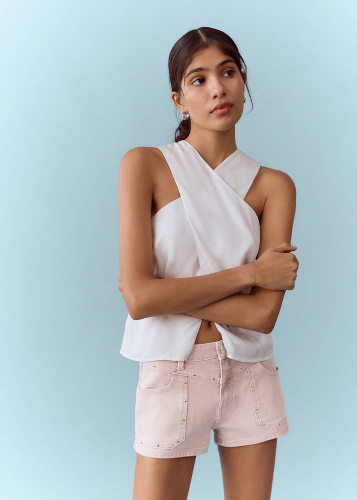 Studded pocket shorts — Pink