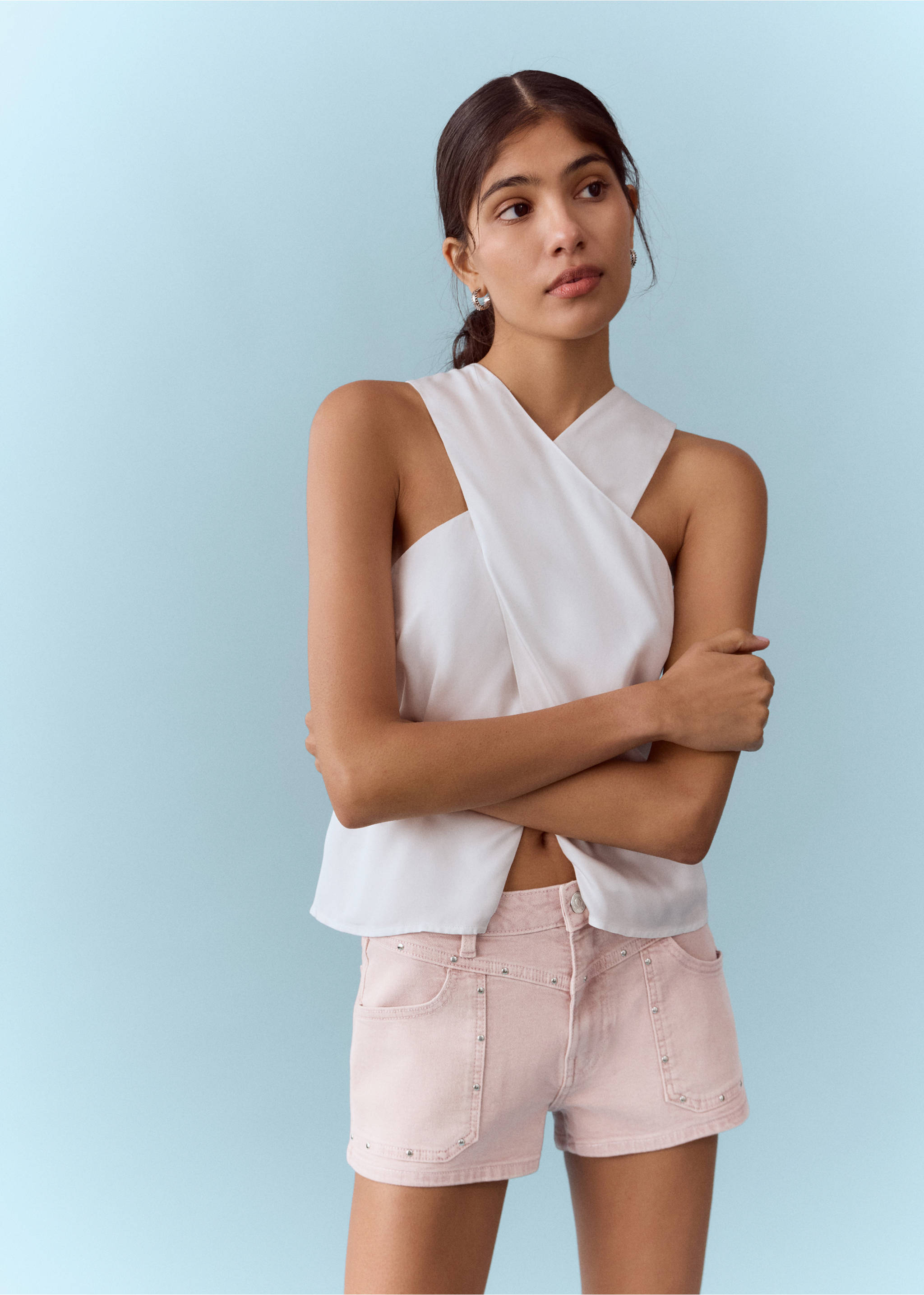 Studded pocket shorts - Medium plane, Pink. Ref: 27005956-00.