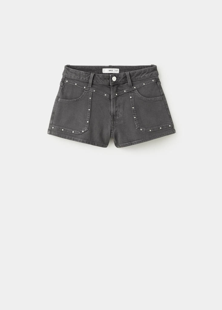 Studded pocket shorts — Charcoal