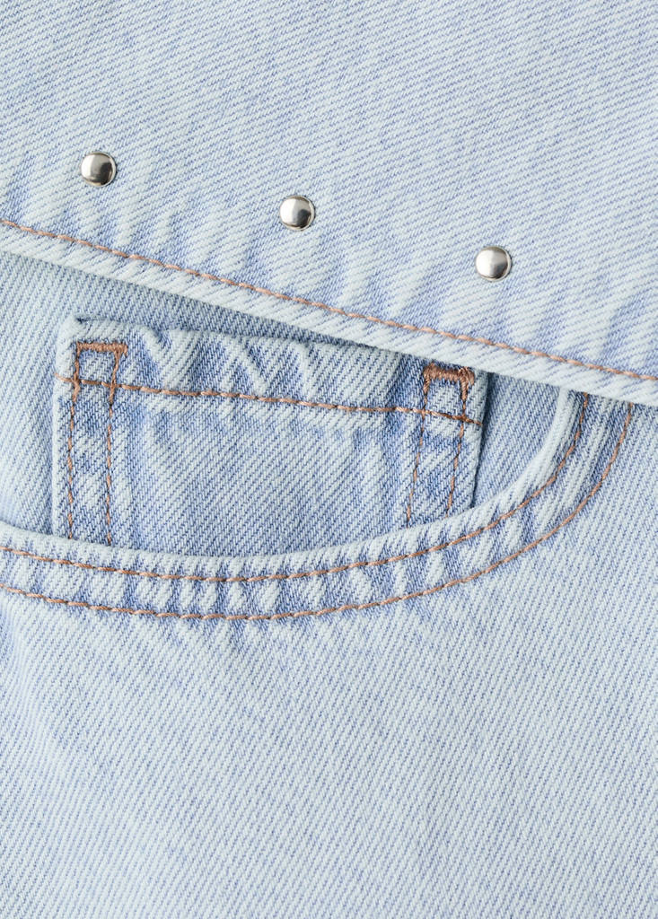 Studded turn-up mini shorts — Light Blue